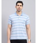 Monte Carlo Cotton Blend Regular Fit Striped Half Sleeves Men's Polo T Shirt - Blue ( Pack of 1 )