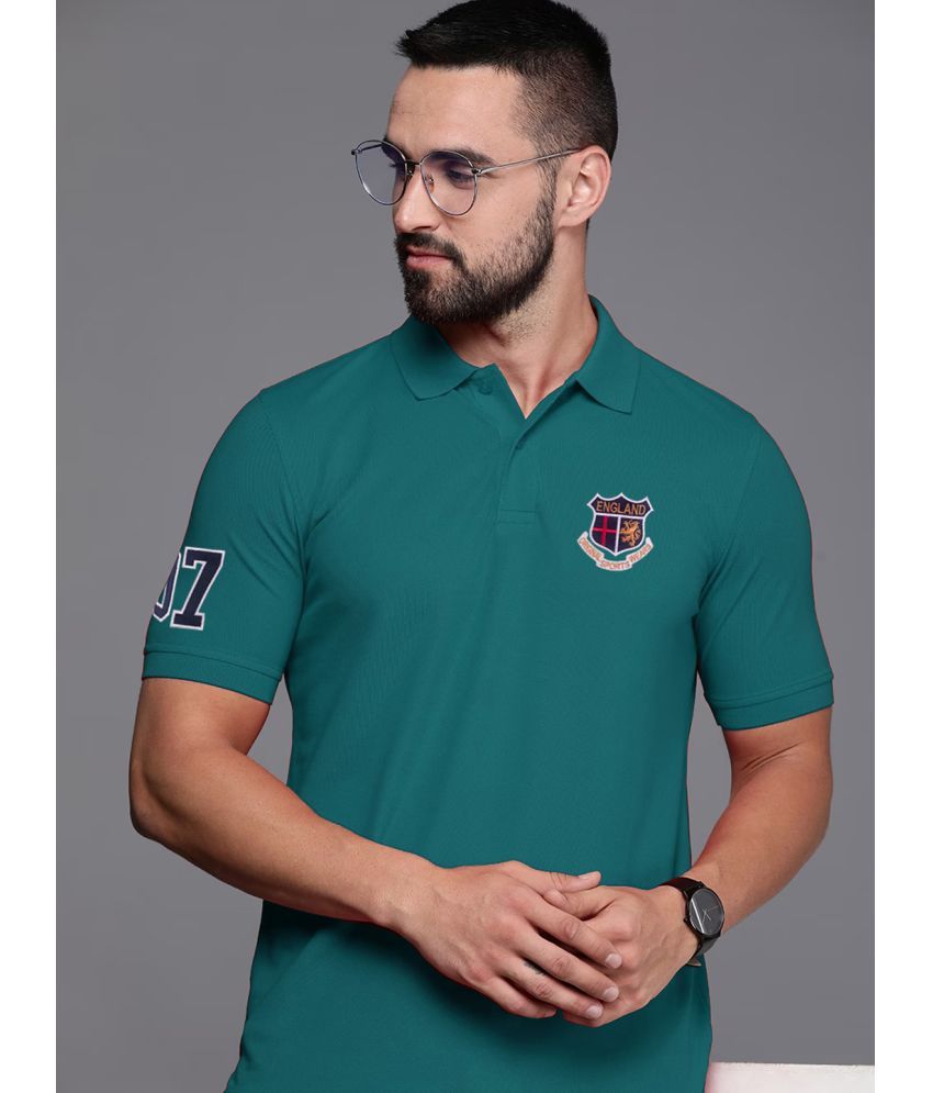     			ADORATE Cotton Blend Regular Fit Embroidered Half Sleeves Men's Polo T Shirt - Teal Blue ( Pack of 1 )