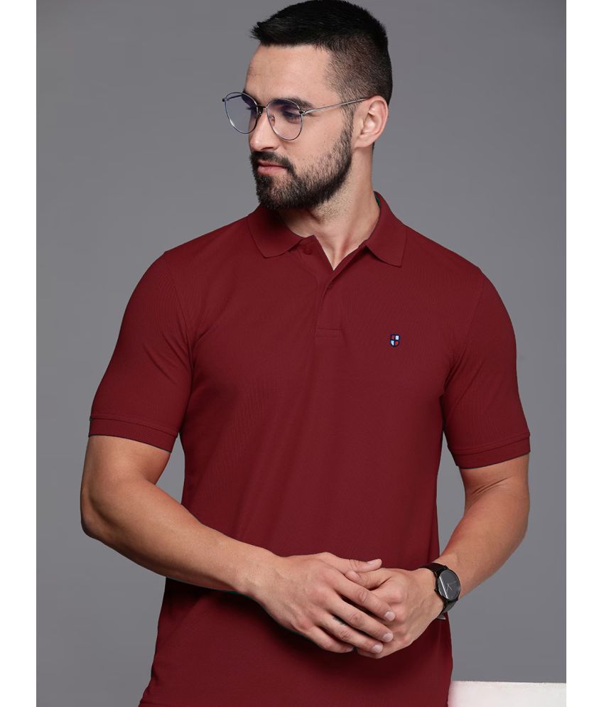     			ADORATE Cotton Blend Regular Fit Solid Half Sleeves Men's Polo T Shirt - Burgundy ( Pack of 1 )
