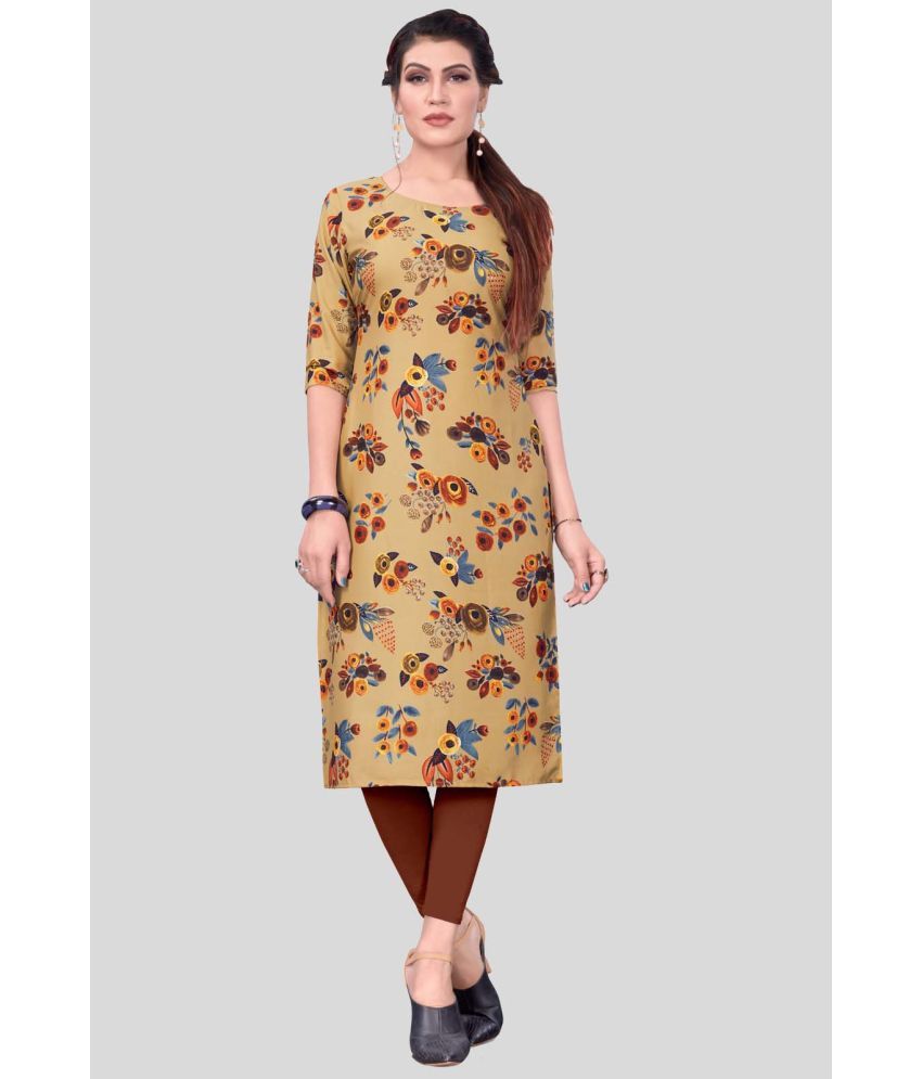     			DSK STUDIO Crepe Printed Straight Women's Kurti - Beige ( Pack of 1 )