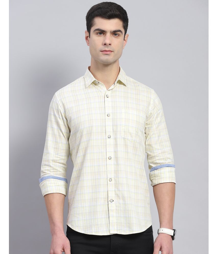     			Monte Carlo 100% Cotton Regular Fit Checks Full Sleeves Men's Casual Shirt - Cream ( Pack of 1 )