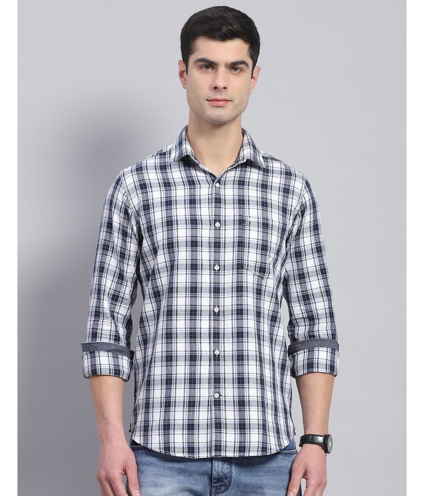     			Monte Carlo 100% Cotton Regular Fit Checks Full Sleeves Men's Casual Shirt - Blue ( Pack of 1 )