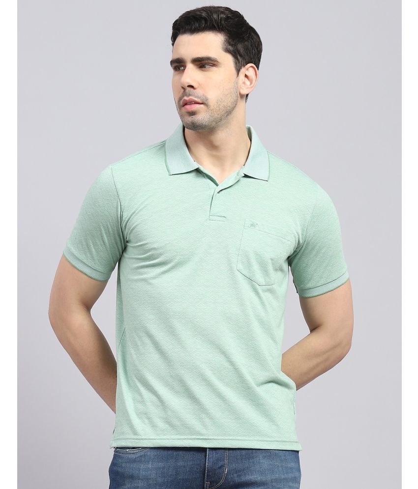     			Monte Carlo Cotton Blend Regular Fit Printed Half Sleeves Men's Polo T Shirt - Green ( Pack of 1 )