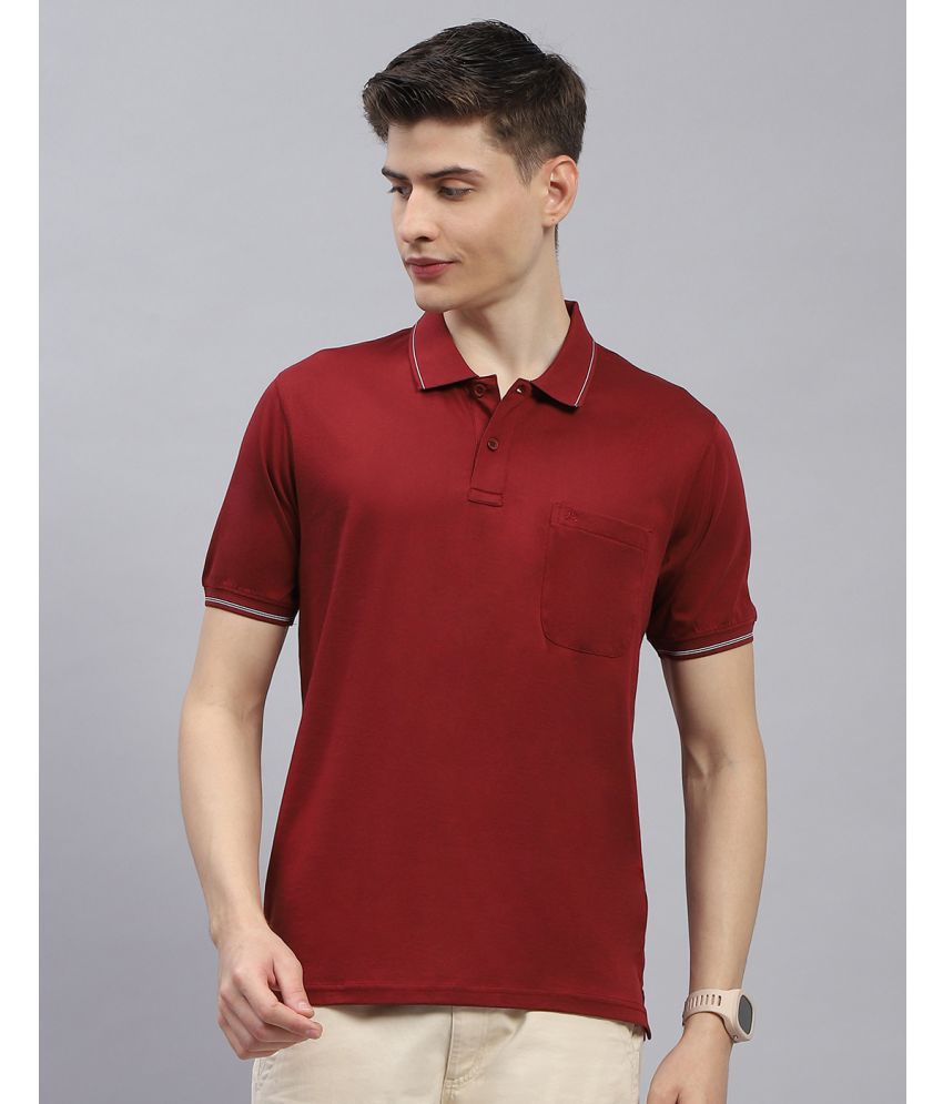     			Monte Carlo Cotton Blend Regular Fit Solid Half Sleeves Men's Polo T Shirt - Maroon ( Pack of 1 )