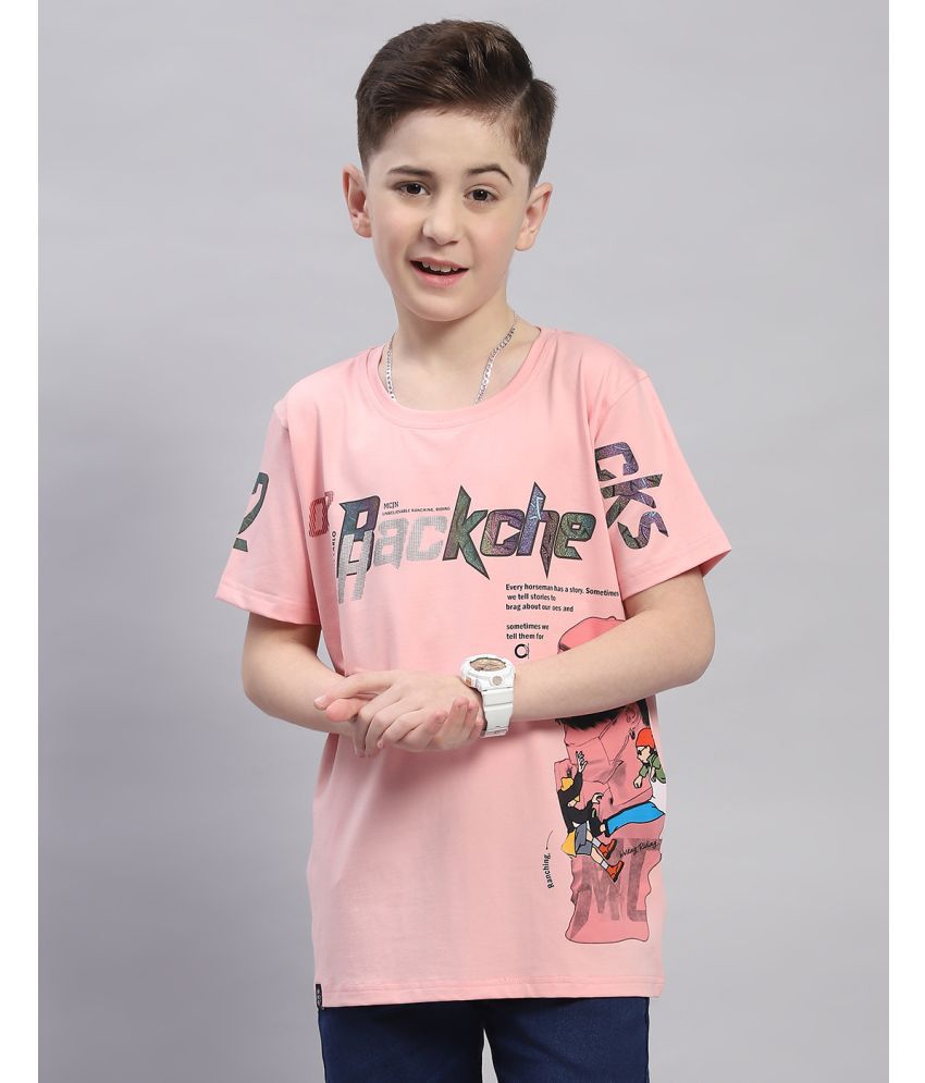     			Monte Carlo Pink Cotton Blend Boy's T-Shirt ( Pack of 1 )