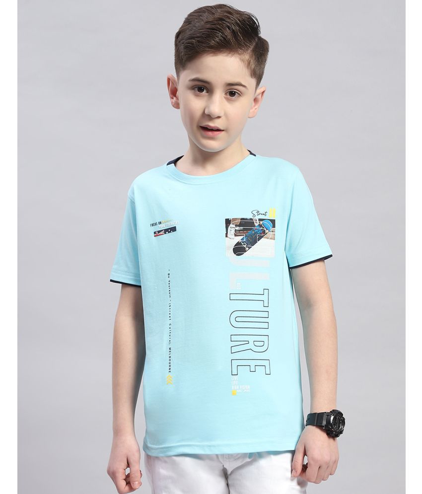     			Monte Carlo Turquoise Cotton Blend Boy's T-Shirt ( Pack of 1 )