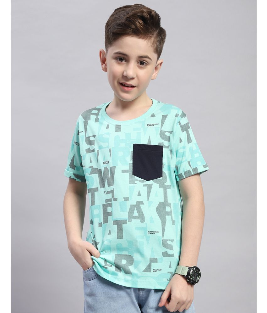     			Monte Carlo Turquoise Cotton Boy's T-Shirt ( Pack of 1 )