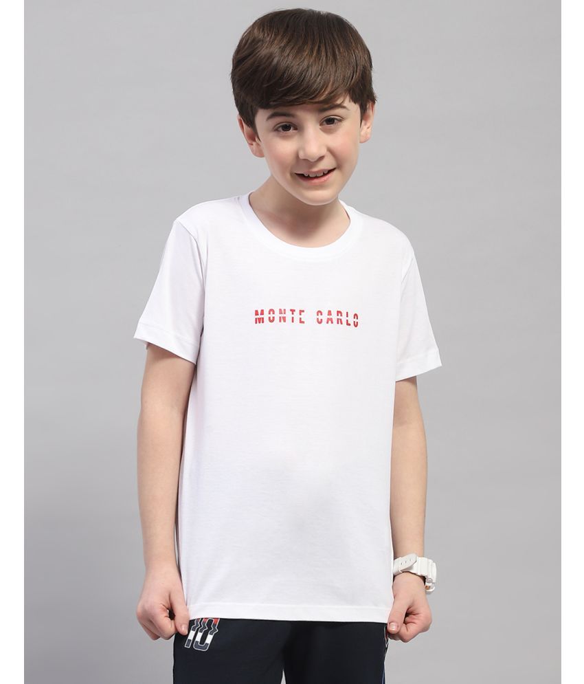     			Monte Carlo White Cotton Boy's T-Shirt ( Pack of 1 )