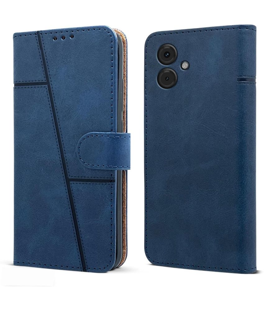     			Shining Stars Blue Flip Cover Artificial Leather Compatible For Motorola G54 5G ( Pack of 1 )