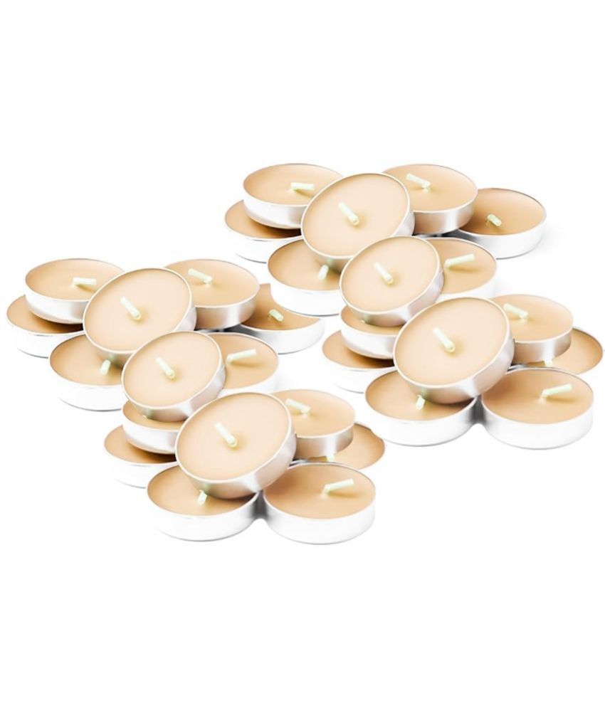     			Puremazing White Sandalwood Wax Tea Light Candle 8 cm ( Pack of 2 )