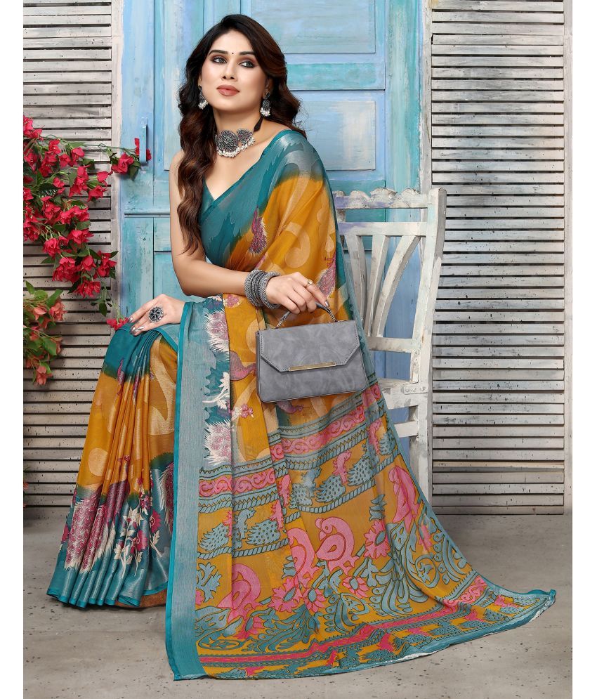     			Samah Brasso Woven Saree With Blouse Piece - Multicolour ( Pack of 1 )