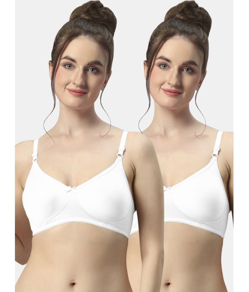     			Sonari White Cotton Non Padded Women's Everyday Bra ( Pack of 2 )