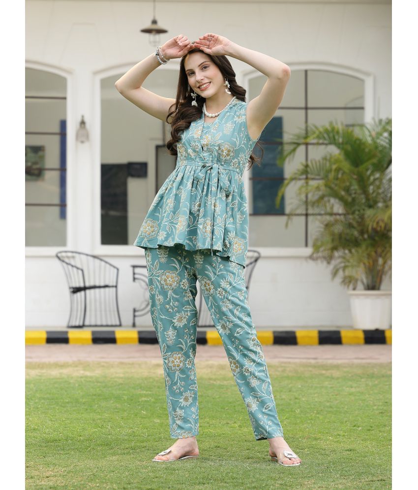     			Stylum Blue Printed Pant Top Set