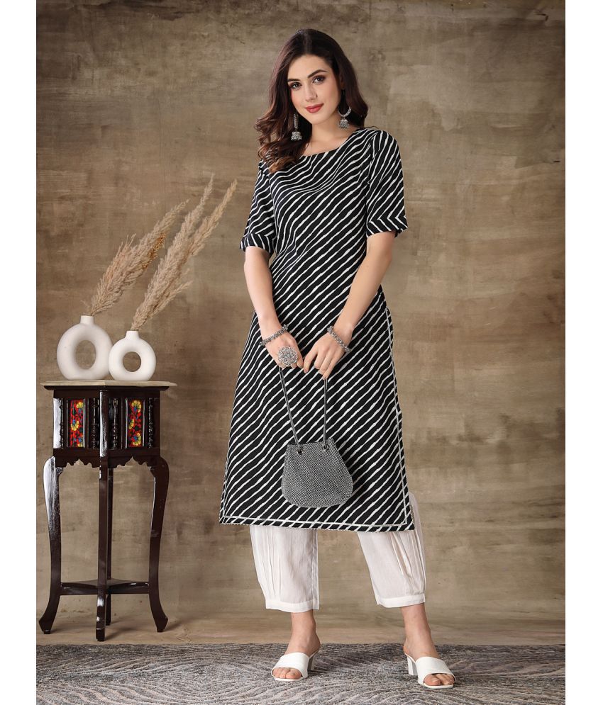     			Stylum Cotton Striped Kurti With Pants Women's Stitched Salwar Suit - Black ( Pack of 1 )