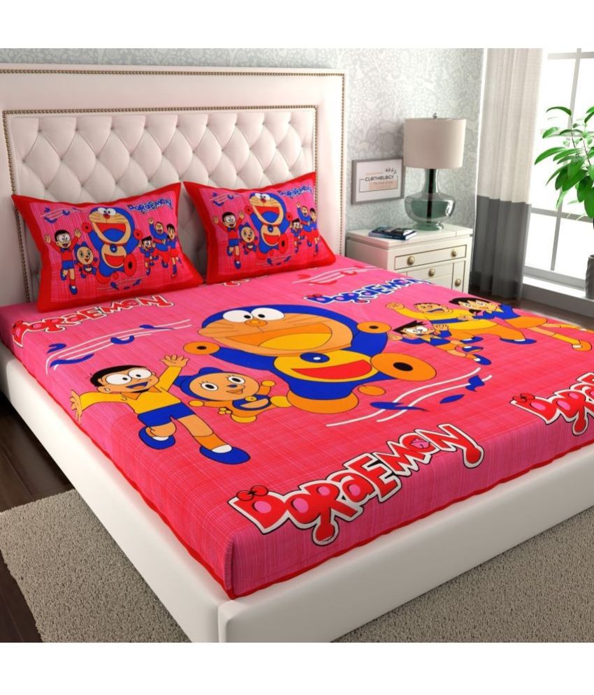     			Angvarnika Cotton Humor & Comic 1 Double Bedsheet with 2 Pillow Covers - Multicolor