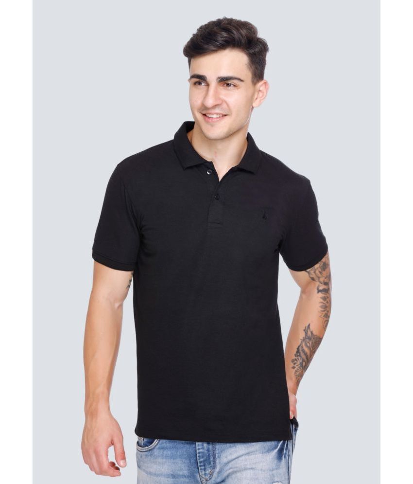     			Fire Storm Cotton Blend Regular Fit Solid Half Sleeves Men's Polo T Shirt - Black ( Pack of 1 )