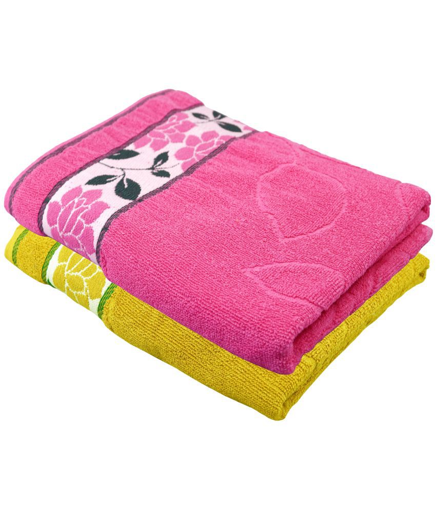     			Satisfyn Cotton Self Design 400 -GSM Bath Towel ( Pack of 2 ) - Multicolor
