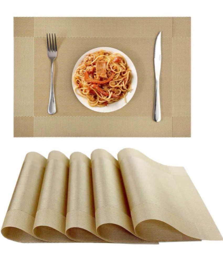     			PVC Solid Rectangle Table Mats ( 45 cm x 30 cm ) Pack of 6 - Beige