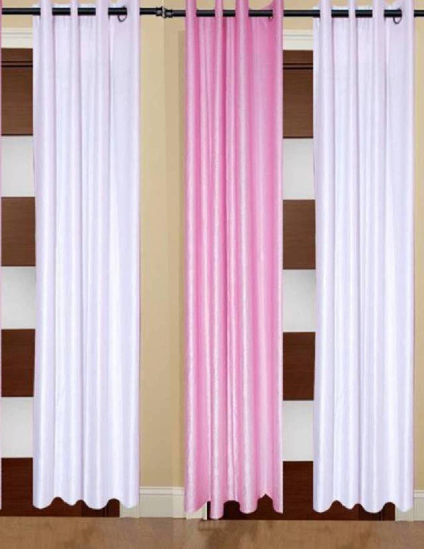     			HOMETALES Solid Semi-Transparent Eyelet Curtain 9 ft ( Pack of 3 ) - Multicolor