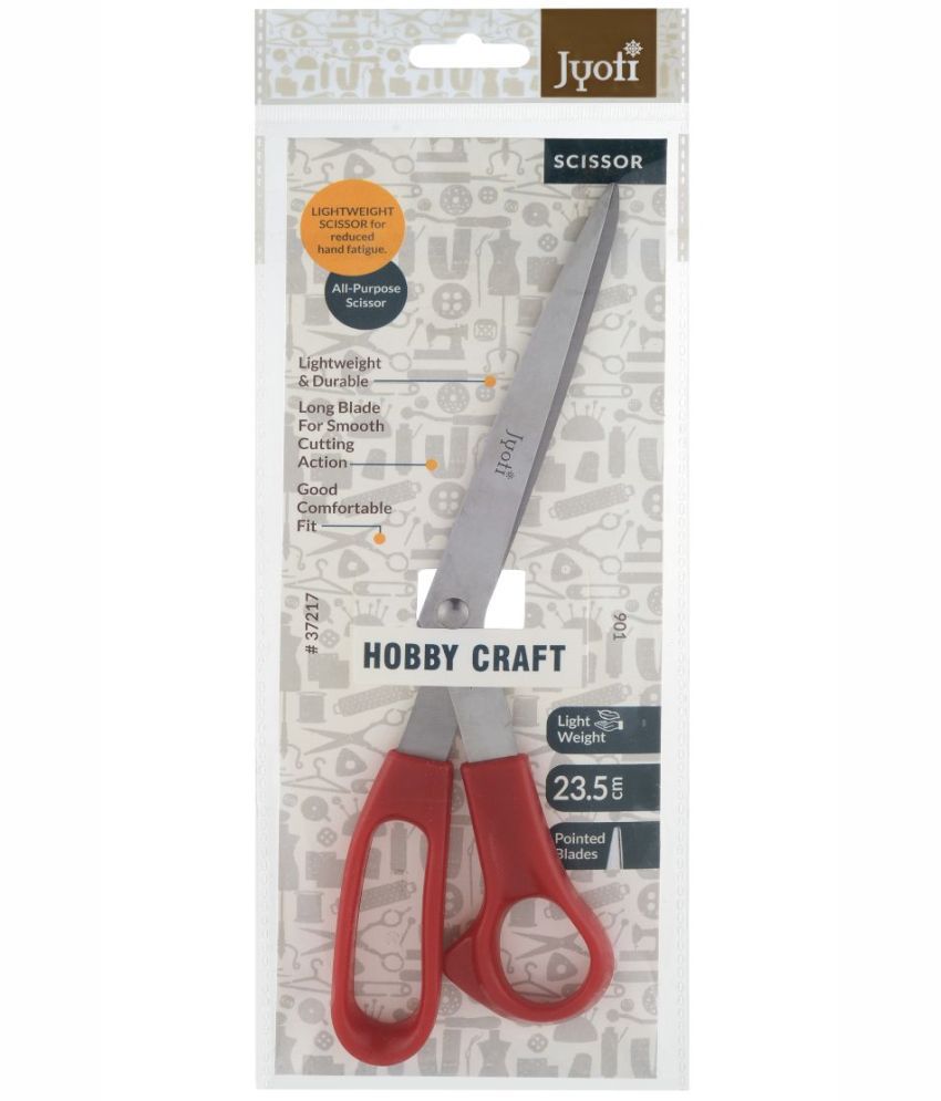     			Jyoti Scissor for Hobby Craft Use - 901 (9 Inch) Stainless Steel Blades & Plastic Handle, Lightweight & Pointed Blades - Pack of 10