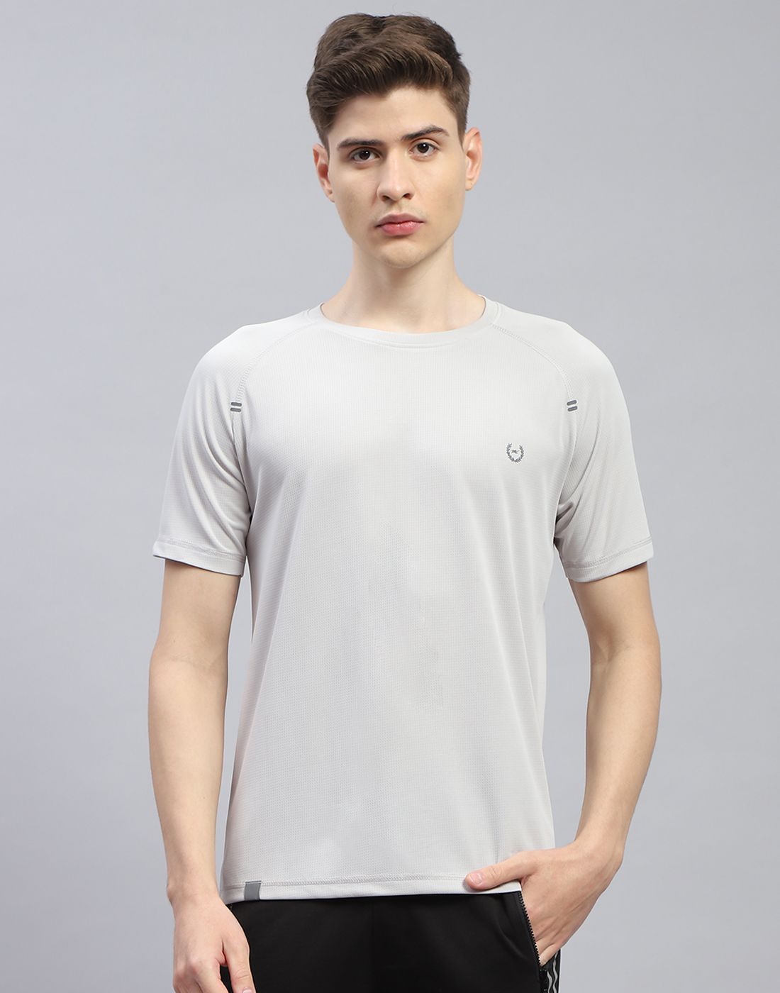    			Monte Carlo Cotton Blend Regular Fit Solid Half Sleeves Men's T-Shirt - Grey ( Pack of 1 )