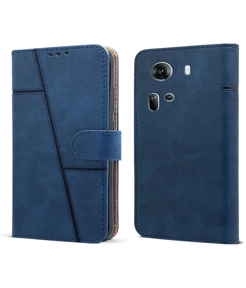     			NBOX Blue Flip Cover Artificial Leather Compatible For Oppo Reno 11 5G ( Pack of 1 )