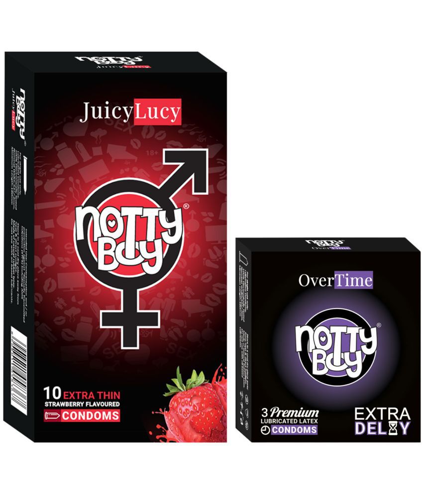     			NottyBoy Strawberry Flavoured and Over Time Long Lasting Condoms - Set of 2, 13 Pieces