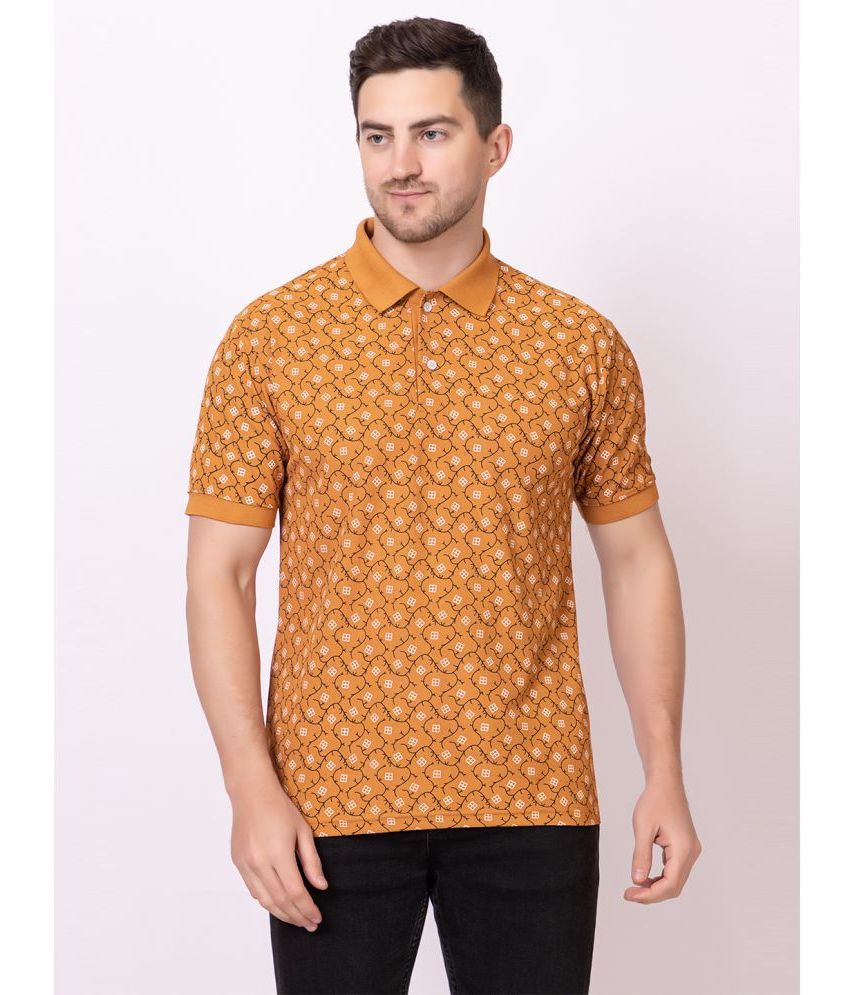     			SEVEN DREAMS Cotton Blend Regular Fit Printed Half Sleeves Men's Polo T Shirt - Orange ( Pack of 1 )