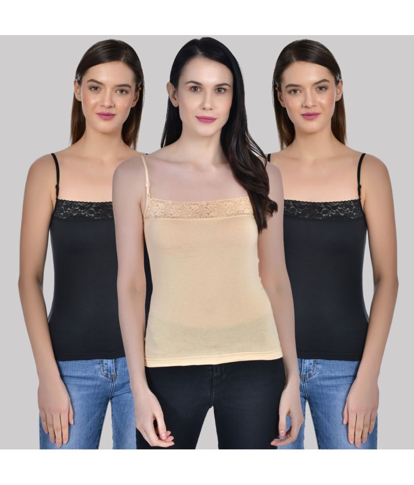     			AIMLY Adjustable Strap  Cotton Slip - Black Pack of 3