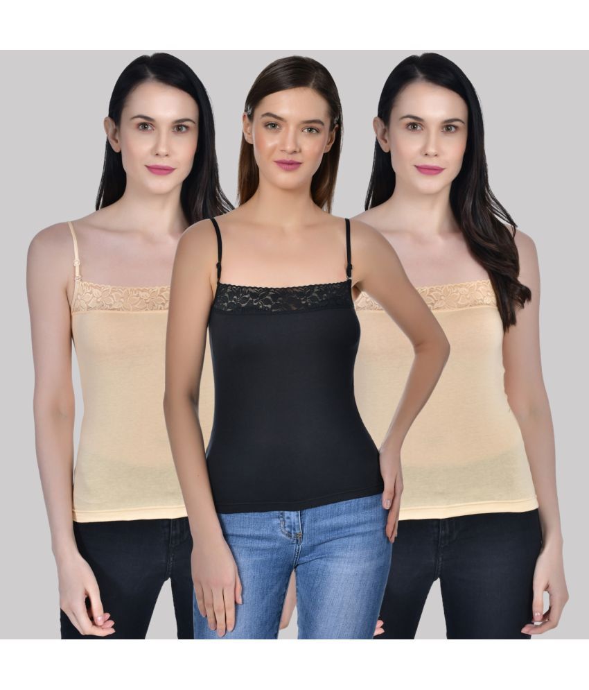     			AIMLY Adjustable Strap  Cotton Slip - Beige Pack of 3