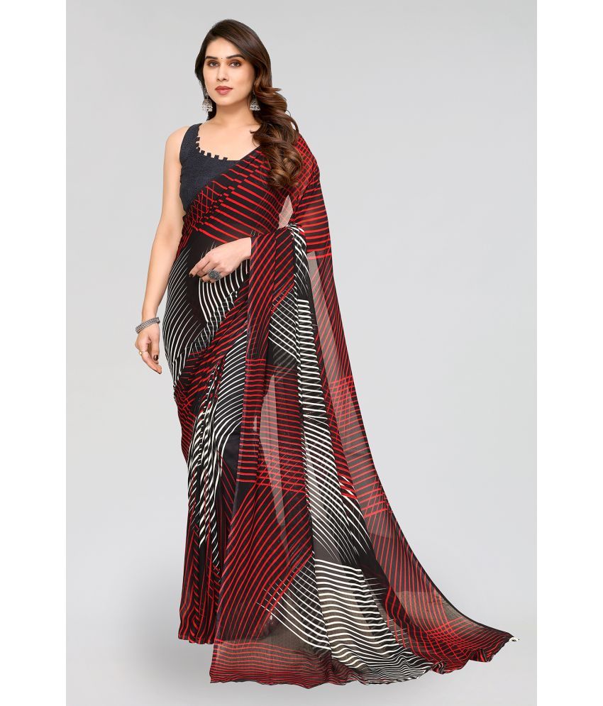     			ANAND SAREES Georgette Printed Saree With Blouse Piece - Maroon ( Pack of 1 )