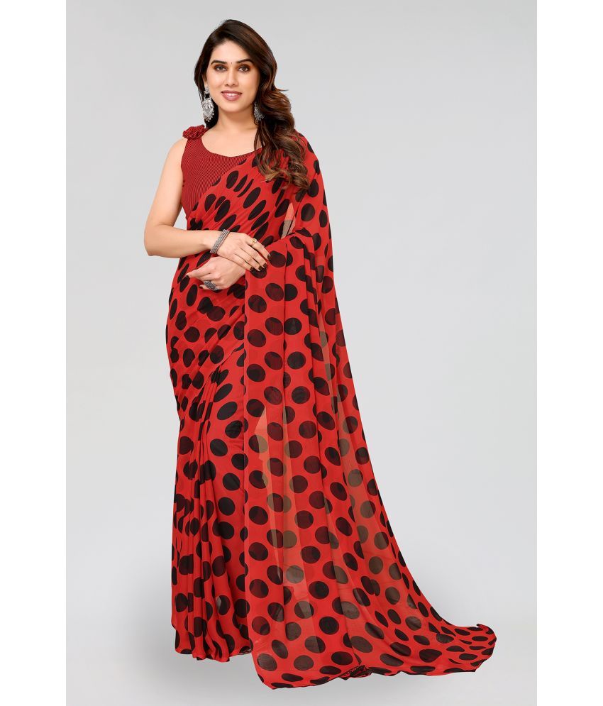     			ANAND SAREES Georgette Printed Saree With Blouse Piece - Red ( Pack of 1 )