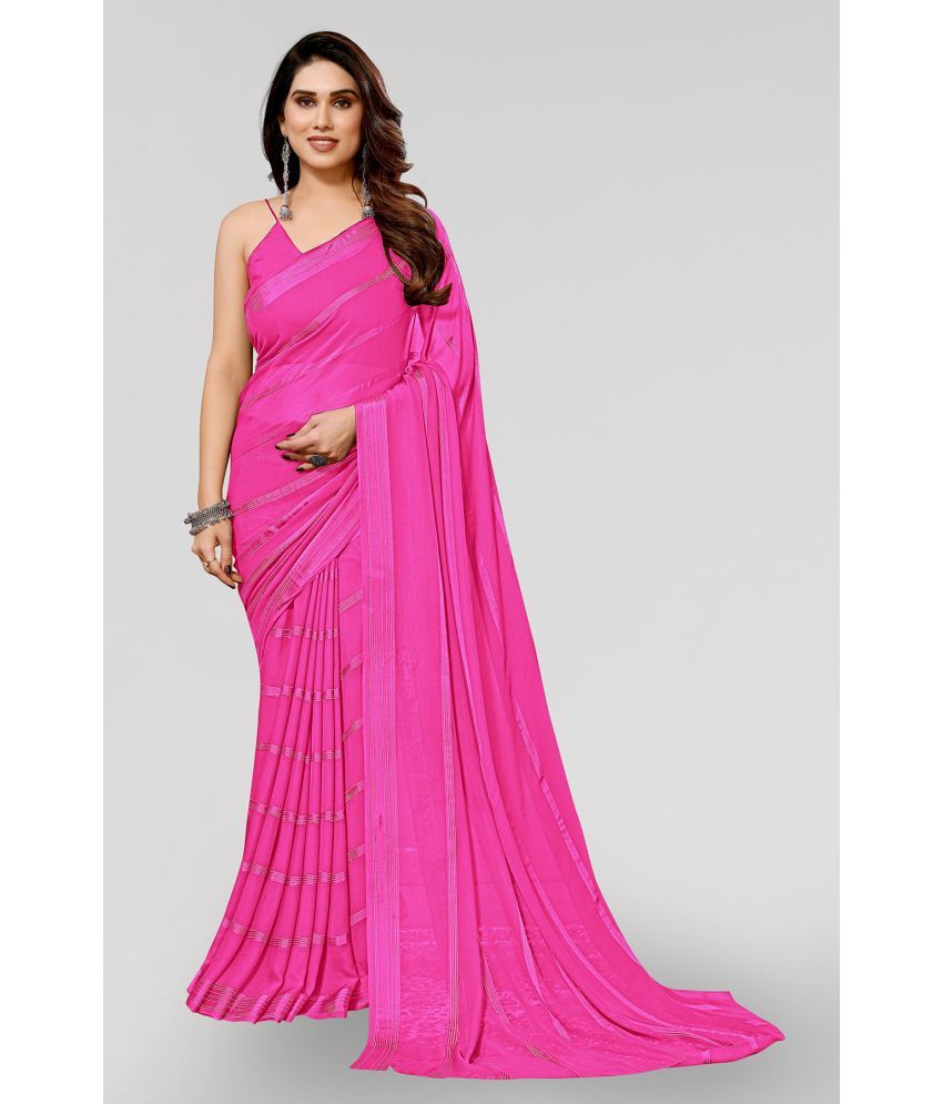     			ANAND SAREES Satin Embellished Saree With Blouse Piece - Pink ( Pack of 1 )