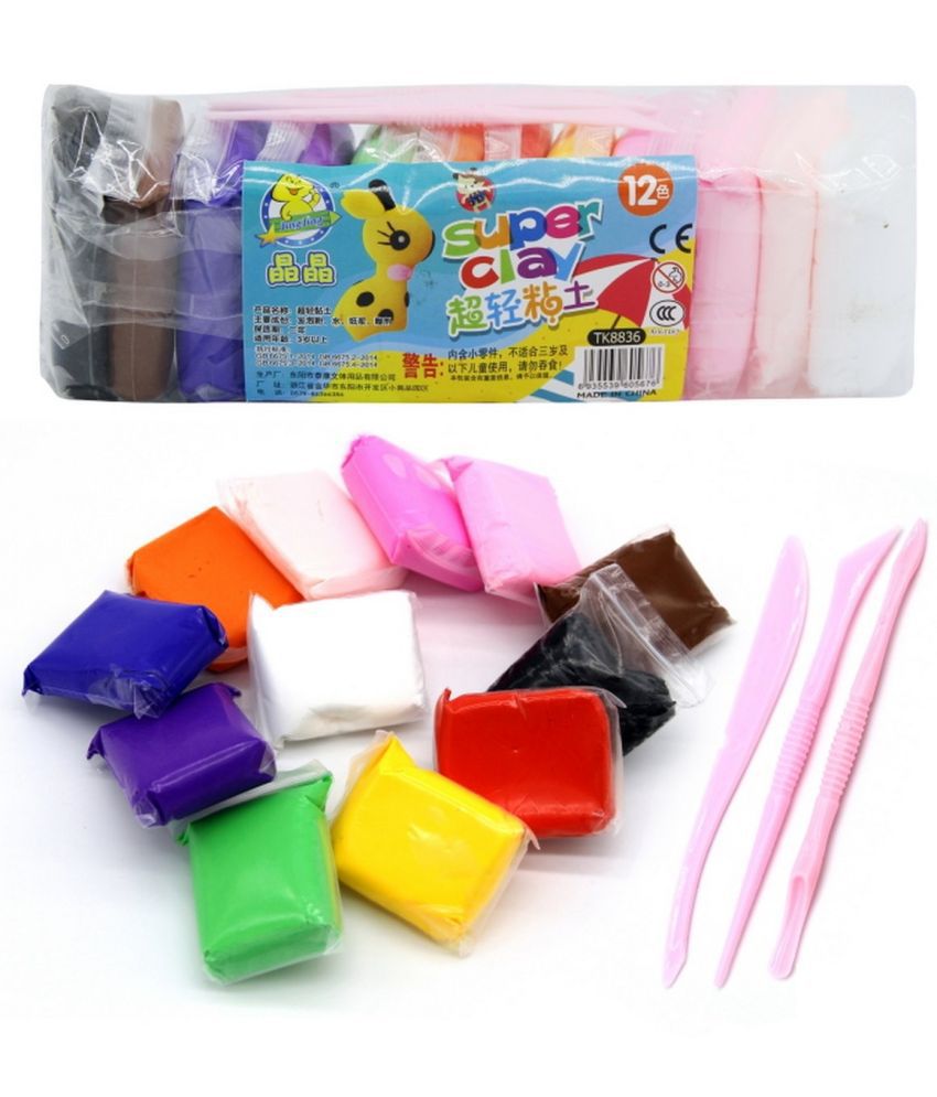     			Aadya Crafts Moulding Clay 12 pcs set with 3 Clay Tools 10 Grams each  12 Colours TK8836