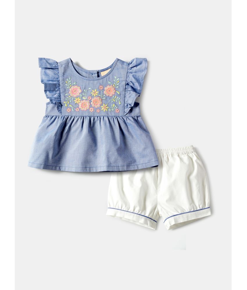     			Nauti Nati Blue Cotton Baby Girl Top & Shorts ( Pack of 1 )
