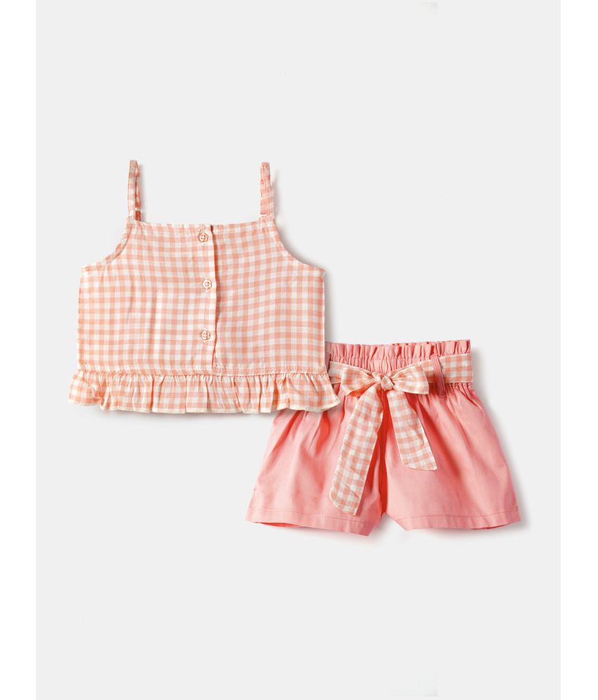     			Nauti Nati Peach Cotton Baby Girl Top & Shorts ( Pack of 1 )