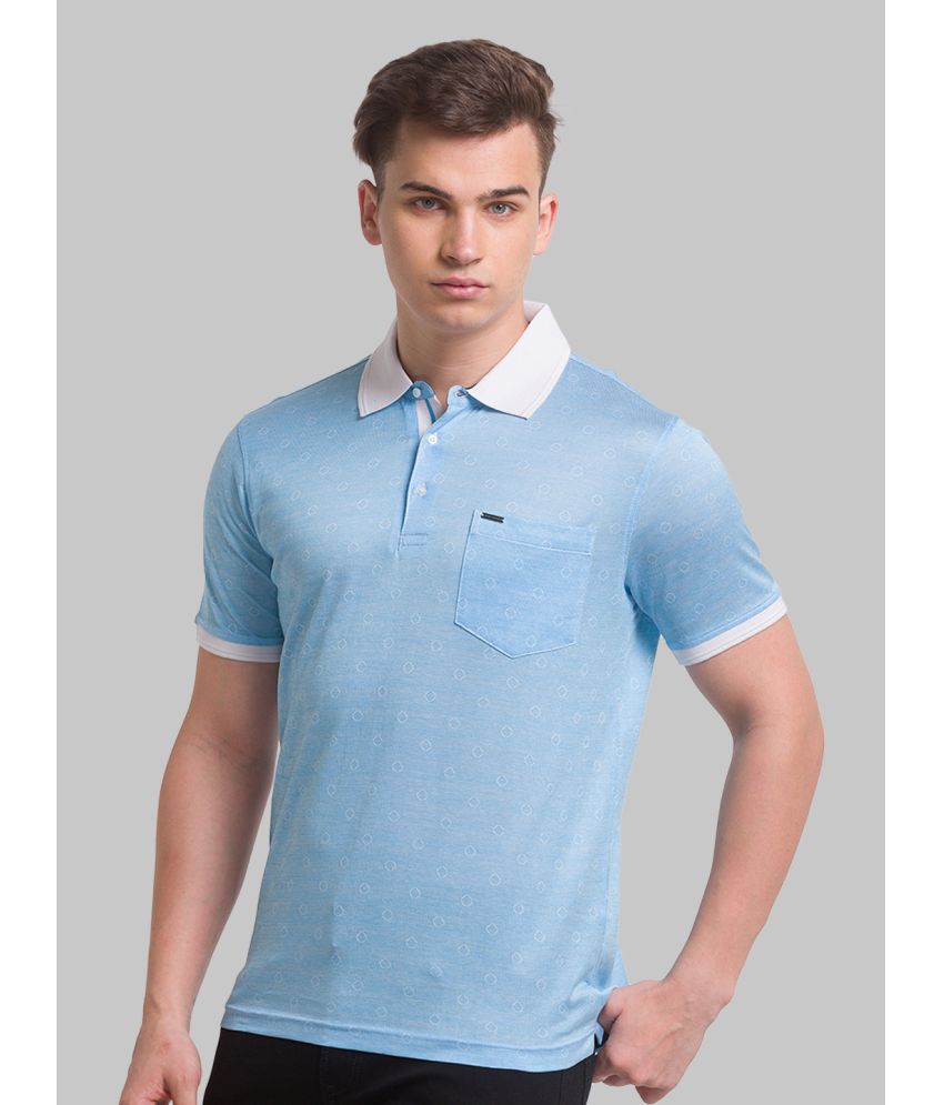     			Park Avenue Cotton Slim Fit Printed Half Sleeves Men's Polo T Shirt - Blue ( Pack of 1 )