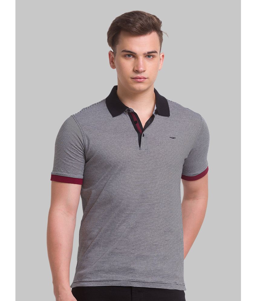     			Park Avenue Cotton Slim Fit Striped Half Sleeves Men's Polo T Shirt - Black ( Pack of 1 )