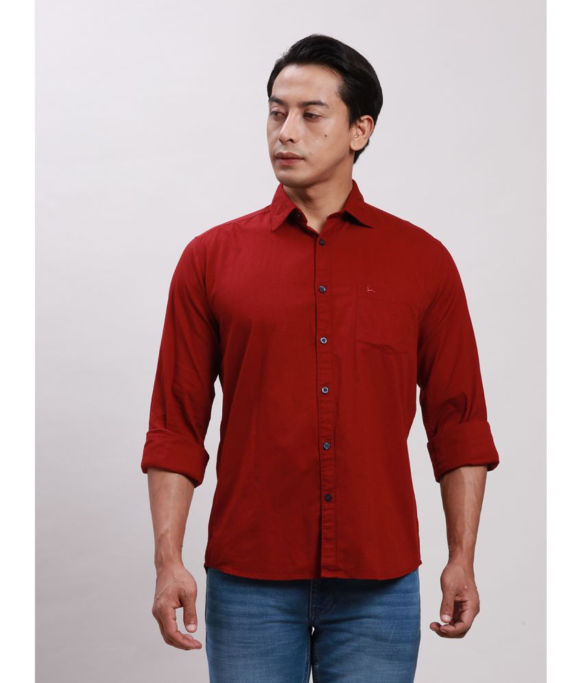     			Parx Cotton Blend Slim Fit Solids Full Sleeves Men's Casual Shirt - Fluorescent Orange ( Pack of 1 )