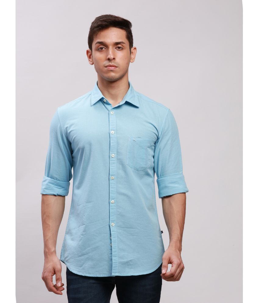     			Parx Cotton Blend Slim Fit Solids Full Sleeves Men's Casual Shirt - Blue ( Pack of 1 )