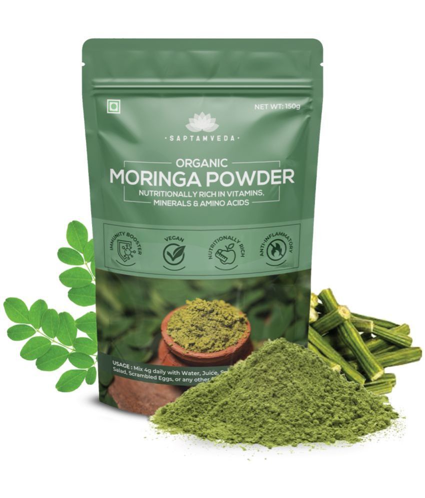     			Saptamveda 100% Organic Moringa Leaf Powder Good for Skin & Hair,Immunity booster,Weight loss(150 g)