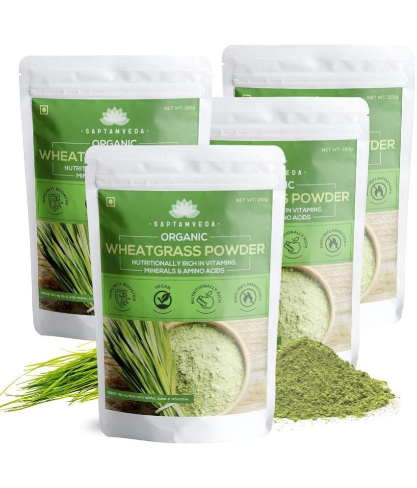     			Saptamveda 100% Organic Wheat Grass Powder Antioxidant, Energy, Detox, Immunity Booster(4 x 250g)
