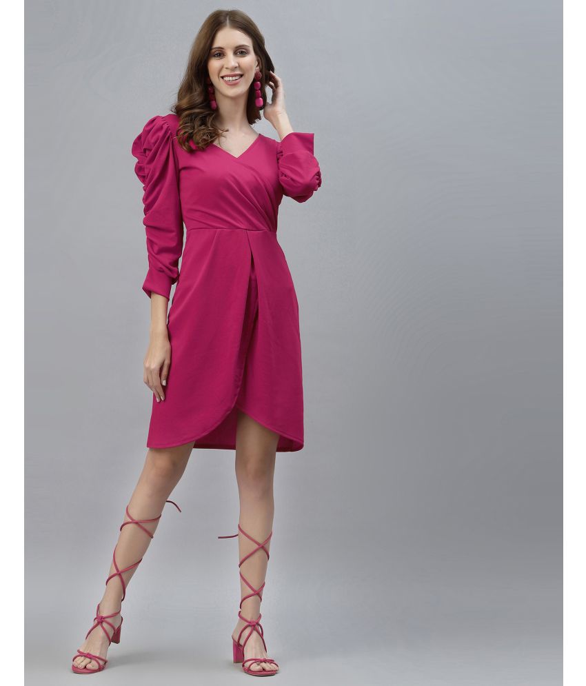     			Selvia Lycra Solid Midi Women's Wrap Dress - Pink ( Pack of 1 )