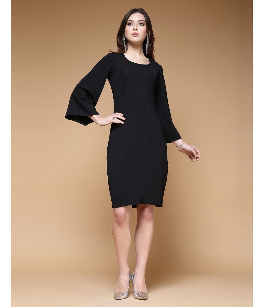     			Selvia Lycra Solid Midi Women's Bodycon Dress - Black ( Pack of 1 )