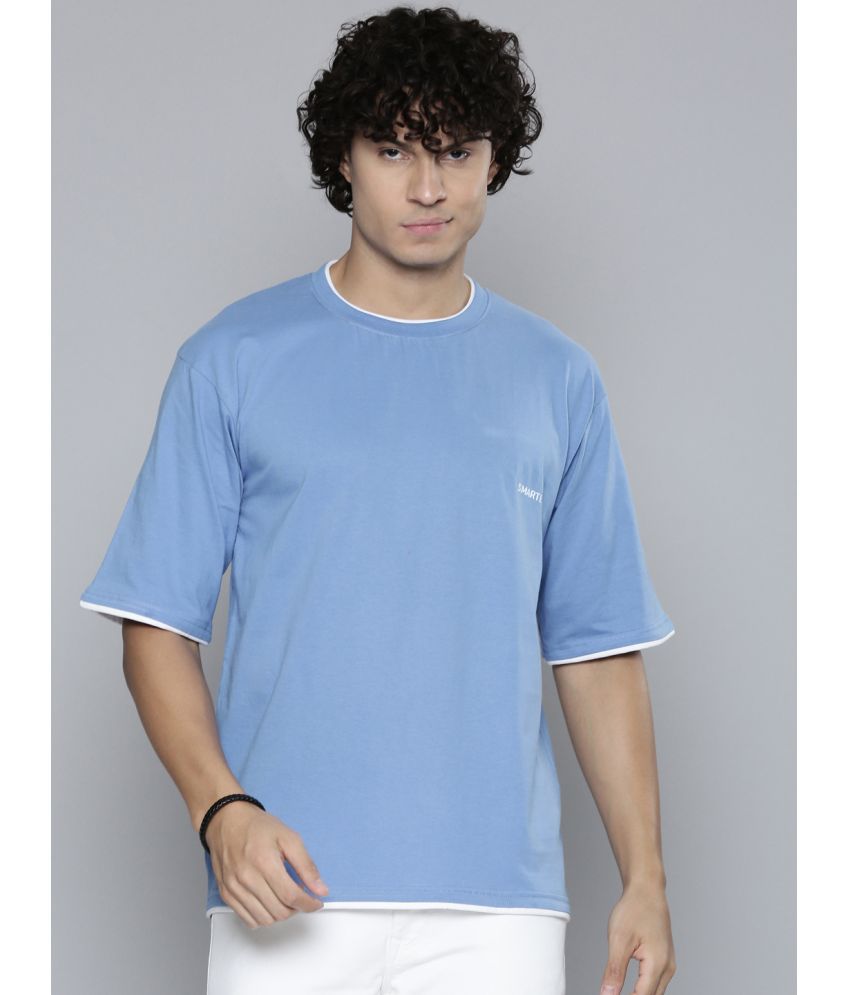     			Smartees Cotton Blend Regular Fit Solid Half Sleeves Men's T-Shirt - Blue ( Pack of 1 )