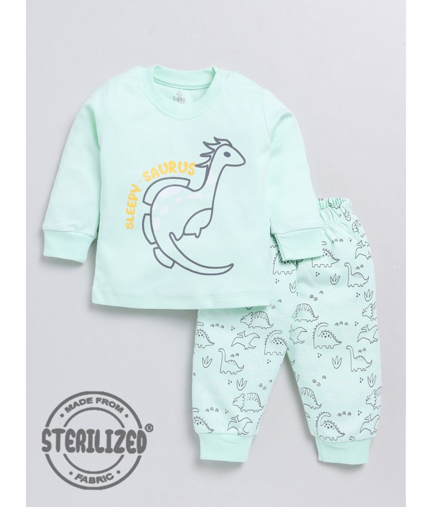     			TINYO Green Cotton Baby Boy Sweatshirt & Jogger Set ( Pack of 1 )