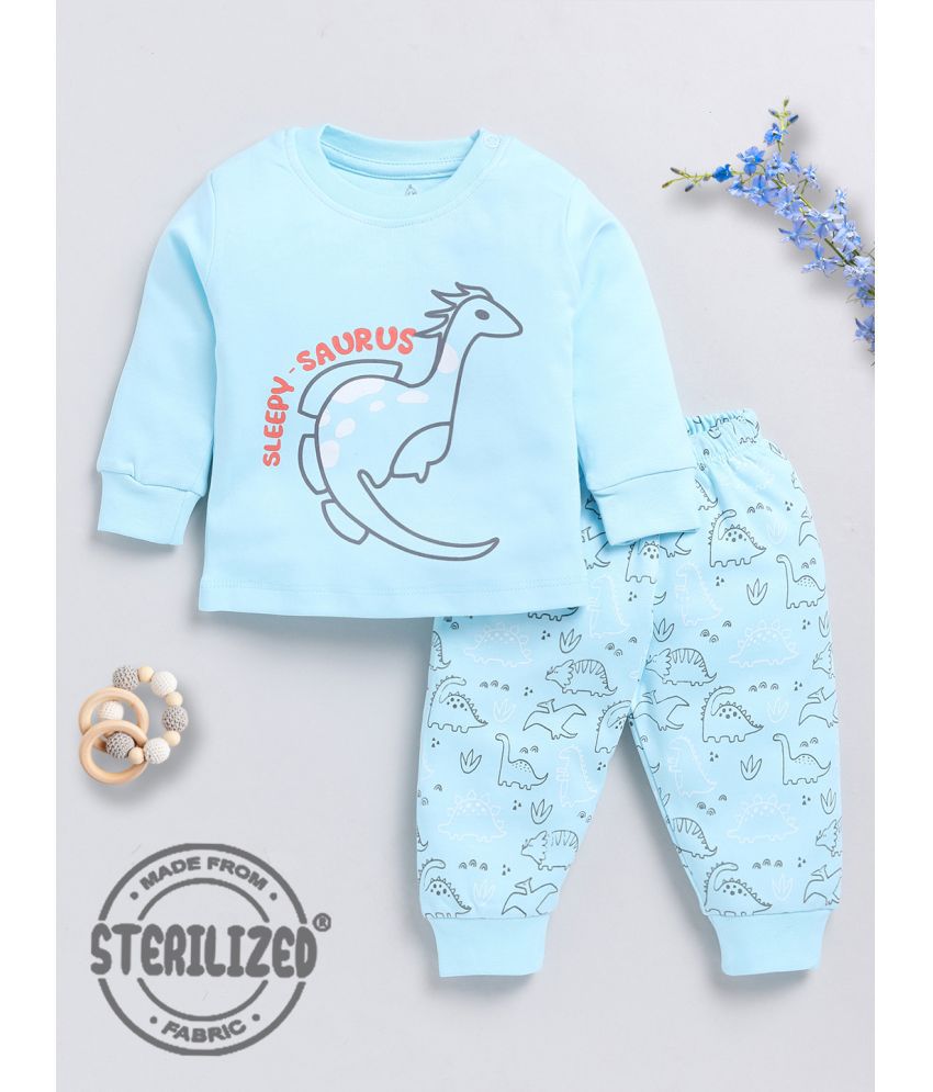     			TINYO Light Blue Cotton Baby Boy Sweatshirt & Jogger Set ( Pack of 1 )