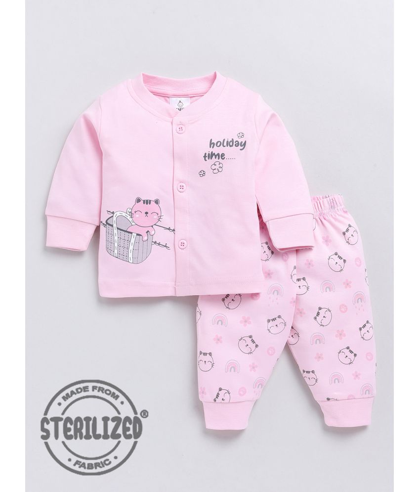     			TINYO Pink Cotton Baby Girl Sweatshirt & Jogger Set ( Pack of 1 )