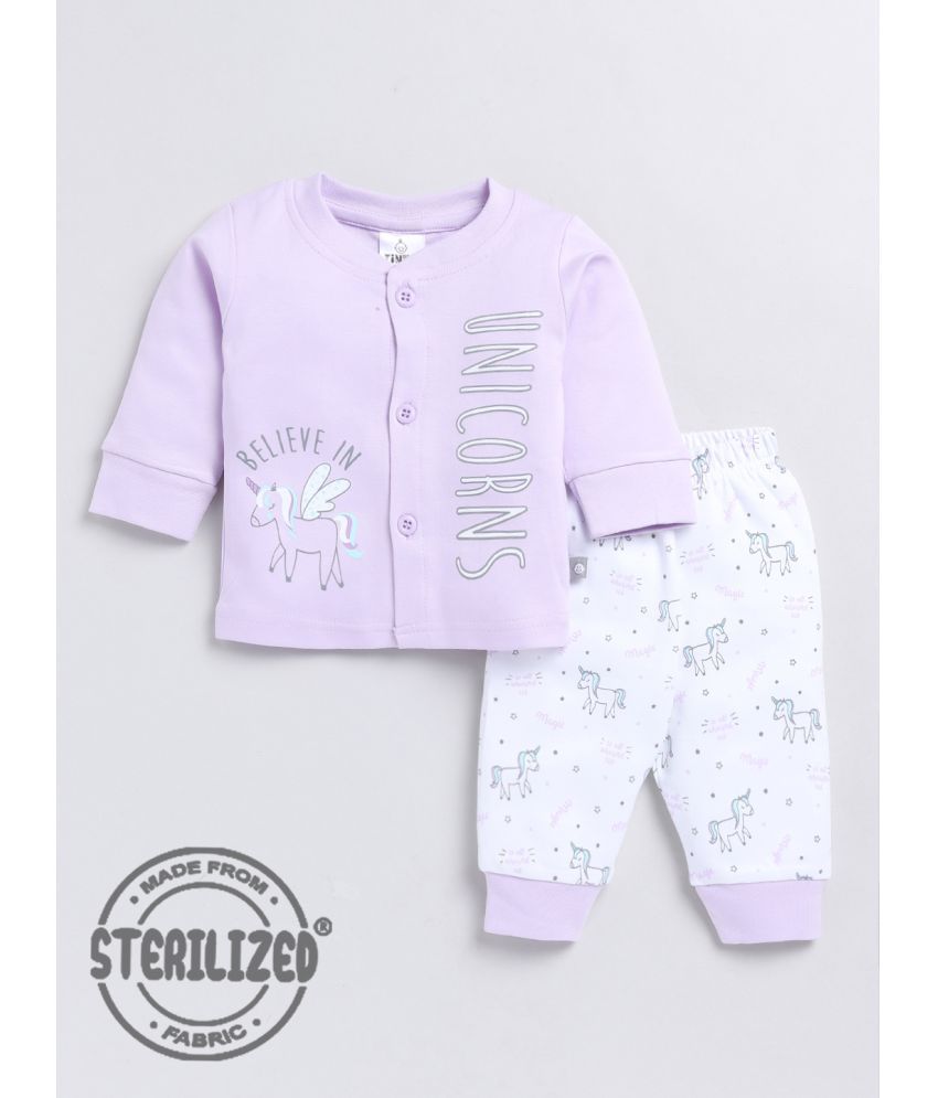     			TINYO Purple Cotton Baby Girl Sweatshirt & Jogger Set ( Pack of 1 )
