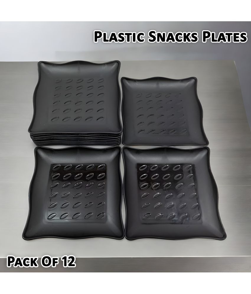     			kitchrox 12 Pcs Plastic Black Quarter Plate